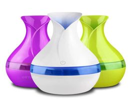 Humidifiers 300ML USB Aroma Diffuser Mini Vase Shape Air Humidifier Ultrasonic Atomizer Aromatherapy Essential Oil 7 Colour Led Lig3758213