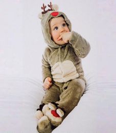 Winter 2018 Infant Romper Baby Boys Girls Jumpsuit Newborn Clothing Hooded Toddler Baby Clothes Cute Christmas Deer Romper Baby Co8549725