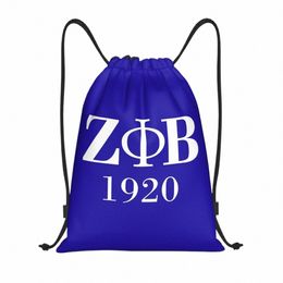 custom Zeta Phi Beta Sorority Logo Drawstring Bags for Training Yoga Backpacks Women Men Greek Letter 1920 Sports Gym Sackpack 60FG#