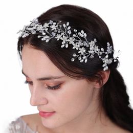 luxury Crystal Pearl Rhineste Fr Bridal Headband Handmade Vintage Style Leaf Floral Women Wedding Hair Accories Tiaras z6xt#