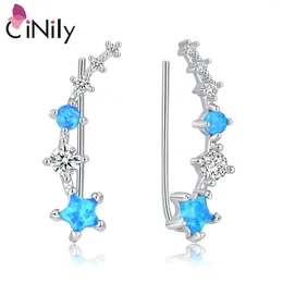 Stud Earrings CiNily Star Design Opal Ear Cuffs Silver Plated Cubic Zircon Crawler For Women Girls Jewelry Valentine's Day Gifts