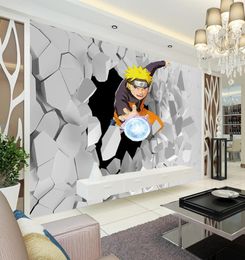 Japanese anime Wall Mural 3D Naruto Po Wallpaper Boys Kids Bedroom Custom Cartoon Wallpaper Livingroom Large wall Art Room Deco1500180