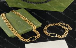 Luxury Thick Chains Necklaces Interlocking Letters Bracelets Golden Tiger Head Pendants Unisex Necklaces Jewelry Sets With Box4967669