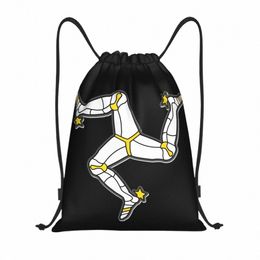 isle Of Man Flag Drawstring Backpack Women Men Sport Gym Sackpack Portable Shop Bag Sack S4Pa#