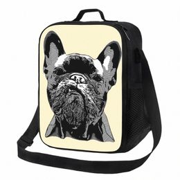 cute French Bulldog Geometric Portable Lunch Boxes Women Pet Dog Cooler Thermal Food Insulated Lunch Bag Kids School Children 76nn#