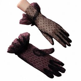 black fingered short bridal gloves with polka dot wrist length Wedding gloves, suitable for women's wedding accories F8sT#