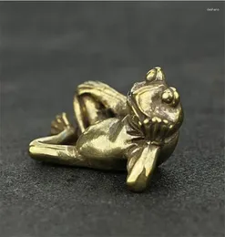 Decorative Figurines Copper Statue Collection Chinese Brass Carved Animal Lovely Frog Lying Exquisite Small Statues