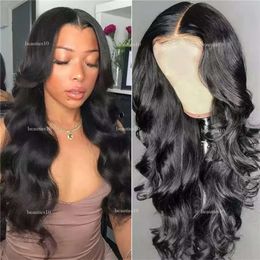 Big Black Lace Woman Real Body Wave Front Wig Pre-Pulled With Baby Hair 150% Denisty HD Natural Hairline Seamless Line