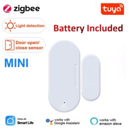 System Tuya Smart Zigbee 3.0 Door Window Sensor with Lux Light Detectors Security Protection Smart Life Control Via Alexa Google Home