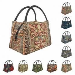 william Morris Vintage Insulated Lunch Bag for School Office Floral Textile Pattern Leakproof Cooler Thermal Lunch Box Women p8Sz#