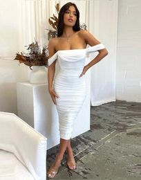 Party Dresses WillBeNice Fashion Vintage Classice White Draped Mesh Bandage Wedding Dress Women Celebrity Red Strapless Thick Elastic