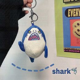 Plush Keychains Cartoon Ferocious Shark Plush Pendant Cute Key Ring Doll Key Chain Clothing Bag Accessories Phone Charm Couple Gift Y240415