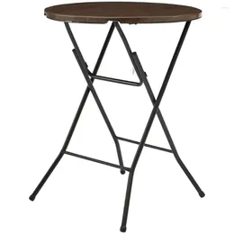 Camp Furniture Mainstays 31" Round High-Top Folding Table Walnut Outdoor Camping Foldable