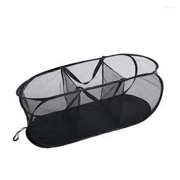 Laundry Bags Mesh Basket Folding With Handle Home Slim Storage Organizer Collapsible Rolling For