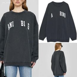 Anine Binge Sweatshirt New Niche Designer Sweatshirt Pullover Casual Fashion Letter Vintage Print Round Neck Cotton Trend Loose Versatile Anine Hoodies Tops