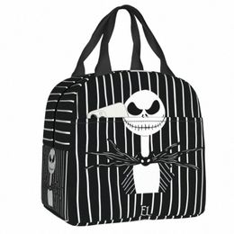 tim Burt Christmas Horror Movie Insulated Lunch Box Women Halen Skull Jack Reusable Thermal Cooler Lunch Bag G14v#