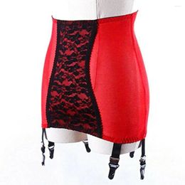 Garters Sexy Women's High Waist Garter Belt Lace Sheer Skirts 6 Straps Clips Suspenders Girdle Cincher Black See-through Shaper
