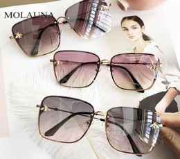 Sunglasses 2022 Oversize Square Women Retro Metal Frame Bee Sun Glasses Brand Designer Female Gradient Oculos UV4003078030