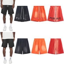 Casual Shorts Men Fashion Letters Print Vintage Wash Five-Minute Pants Plus Size Hip Hop Beach S 977