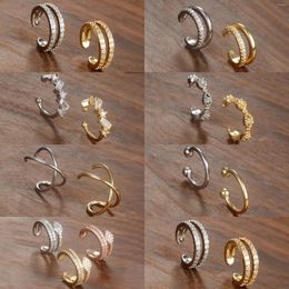 Backs Earrings 1PC Stainless Steel Zircon Clip Female Buckle Ear Cuff No Piercings Fake Cartilage For Women 2024 Fashion Jewelry