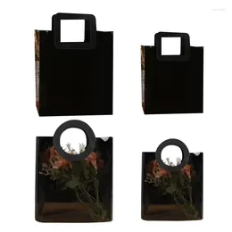 Storage Bags Black Transparent Soft PVC Gift Tote Packaging With Hand Loop Clear Plastic 50LB