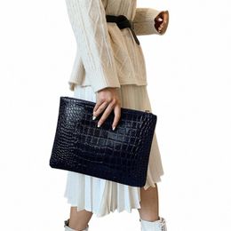 women Crocodile Pattern Clutch Bag Pochette Female Casual Solid Colour Zipper Envelope Square Bags Make Up Organiser Bag b5Rf#