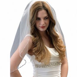 topqueen Bridal Crystal Beaded Veils Glistening Rhineste Edge Handmade Wedding Accories Ivory Soft Tulle Customizable V31 y93k#
