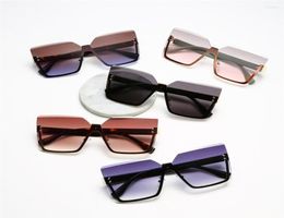 Sunglasses 2022 European And American Style Half Frame Metal Sweaters Fashion Thin Women UV Protection Glasses3341229