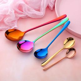 Spoons Stainless Steel Coffee Tea Gold Blue Beautiful Teaspoons Mixing Soup Spoon Dinnerware Flatware Christmas Serving