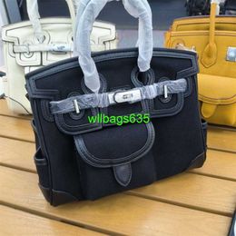 Cargo Totes Bk Cloth Handbag Taotao Warehouse 2024 New Genuine Leather Womens Bag with Canvas Fashion Platinum Bag Insert Bag Wave Dot Shoulde have logo HBG9LH