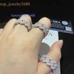 Band Custom Hip Hop Sterling Sier Vvs Moissanite Diamond Rings Men Iced Out Ring Gold Plated Cuban