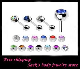 Tongue Jewellery T07 mix 8 Colour 100pcslot body Jewellery piercing 316L stainless steel tongue bar tongue ring1666958