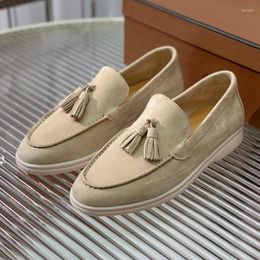 Casual Shoes Autumn Women's With Wide Toe Kid Suede Material Soft Comfortable Tassel Decor Round Head Women Loafers