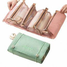 4pcs In 1 Detachable Makeup Bag Women Zipper Mesh Large Capacity Cosmetics Pouch Foldable Portable Travel W Storage Bag y15o#
