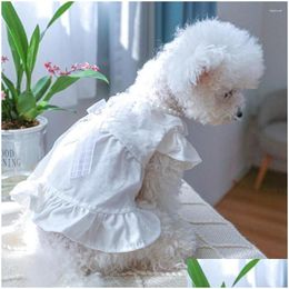 Dog Apparel Washable Adorable Pet Ruffle Hem Wedding Dress Fadeless Kitten Flying Sleeve Accessories Drop Delivery Home Garden Suppli Dhfih