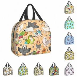custom Birds Cockatiel Budgie Parrot Lunch Bag Men Women Cooler Warm Insulated Lunch Box for Kids School Tote Picnic Storage Bag S2nM#