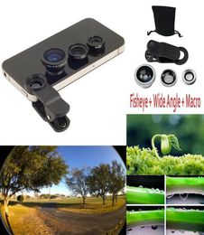 3 in 1 Universal Clip on Fish Eye Macro Wide Angle Mobile Phone Lens Camera kit For iPhone 6 5S 4 for samsung HTC LG3900596