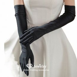 cc Wedding Gloves Women Accories Bridal Dr Engagement Black Colour Finger Gants Satin Elbow Lg Luvas 1 Pair Party WG068 d3N0#