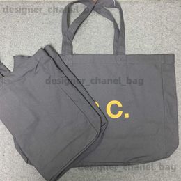 Shoulder Bags Japanese and Korean AP letter printed large capacity fashionable casual canvas bag handbag shoulder bag shopping bag tote T240416