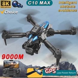 Drones New C10 Drone GPS 8K HD Three Cameras Optical Flow Obstacle Avoidance Aerial Photography Foldable Quadcopter Toy Gifts 9000M 24416