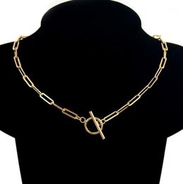 Chains 100 Stainless Steel Toggle Necklaces For Women GoldSilver Colour Metal Clasp Chain Choker Necklace Collar5622351