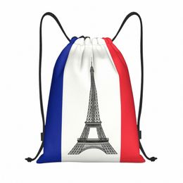custom Flag Of France Drawstring Bag Men Women Lightweight French La Tour Eiffel Sports Gym Storage Backpack C2BS#