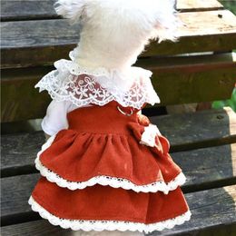 Dog Apparel Corduroy Dress Cat Puppy Skirt Yorkshire Terrier Pomeranian Schnauzer Maltese Bichon Poodle Shih Tzu Clothes