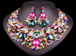 whole Beautiful Leaf Jewellery Bridal Jewellery Sets Rhinestone Party Wedding Prom Costume Accessories Necklace Earring Set Wome1118145