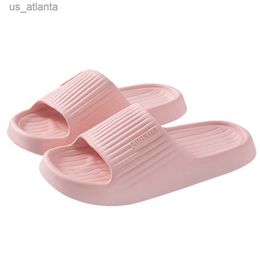 Slippers Ladies Summer EVA Flat-Bottomed Pure-Colored with Cute Stripes Anti-Slip Soft Indoor and Outdoor H240416 1RSV