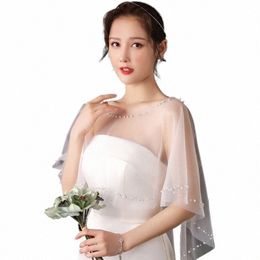 wedding Wrap Capes Soft Tulle Shawls and Wraps with Beads Bridesmaid Capelet Shrug Shawls for Formal Party Evening Dr t2Ds#