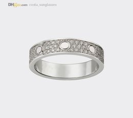 Designer Rings Love Ring Band Diamond-Pave Wedding Ring Silver Women/Men Luxury Jewelry Titanium Steel Gold-Plated Never Fade Not Allergic 215821236554491
