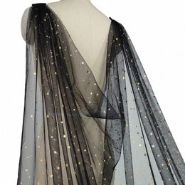 real Photos Wedding Cape with Black Tulle and Gold Stars 3 Meters Lg Bridal Bolero Jacket for Bride Wedding Accories 39Yo#