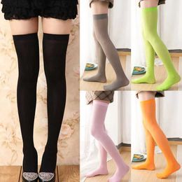 Sexy Socks Women Warm Thigh High Stockings Over Knee Socks Sexy Velvet Stretch Stockings Ladies Candy Color Casual Sheer Long Socks 240416