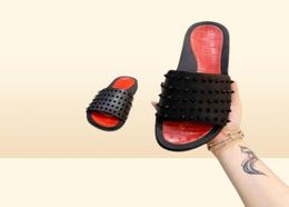 Men's Pool slide Slippers slip on Spiked Flat Rubber Shoes Pools Fun Sport Slides Slider Slip-on Flop platform Comfortable reds-sole rivets beach flip flops5184856